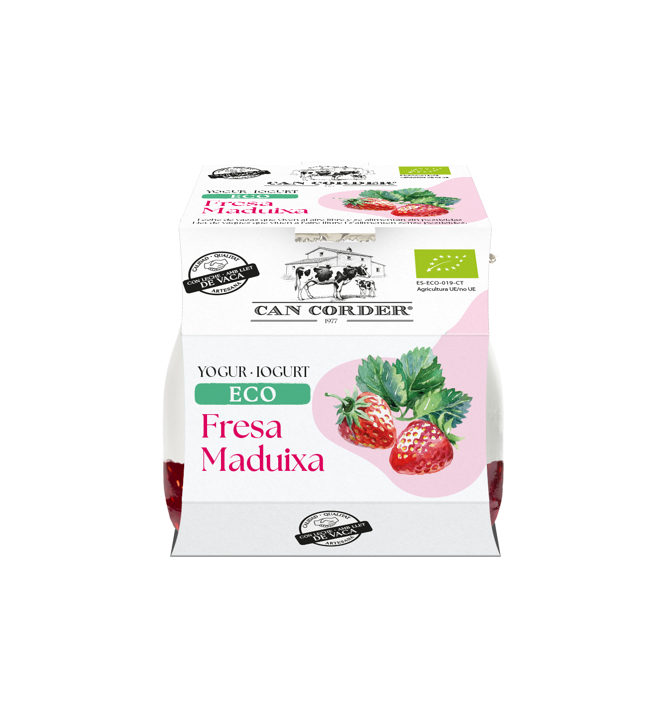 Yogur de fresa ecológico Can Corder