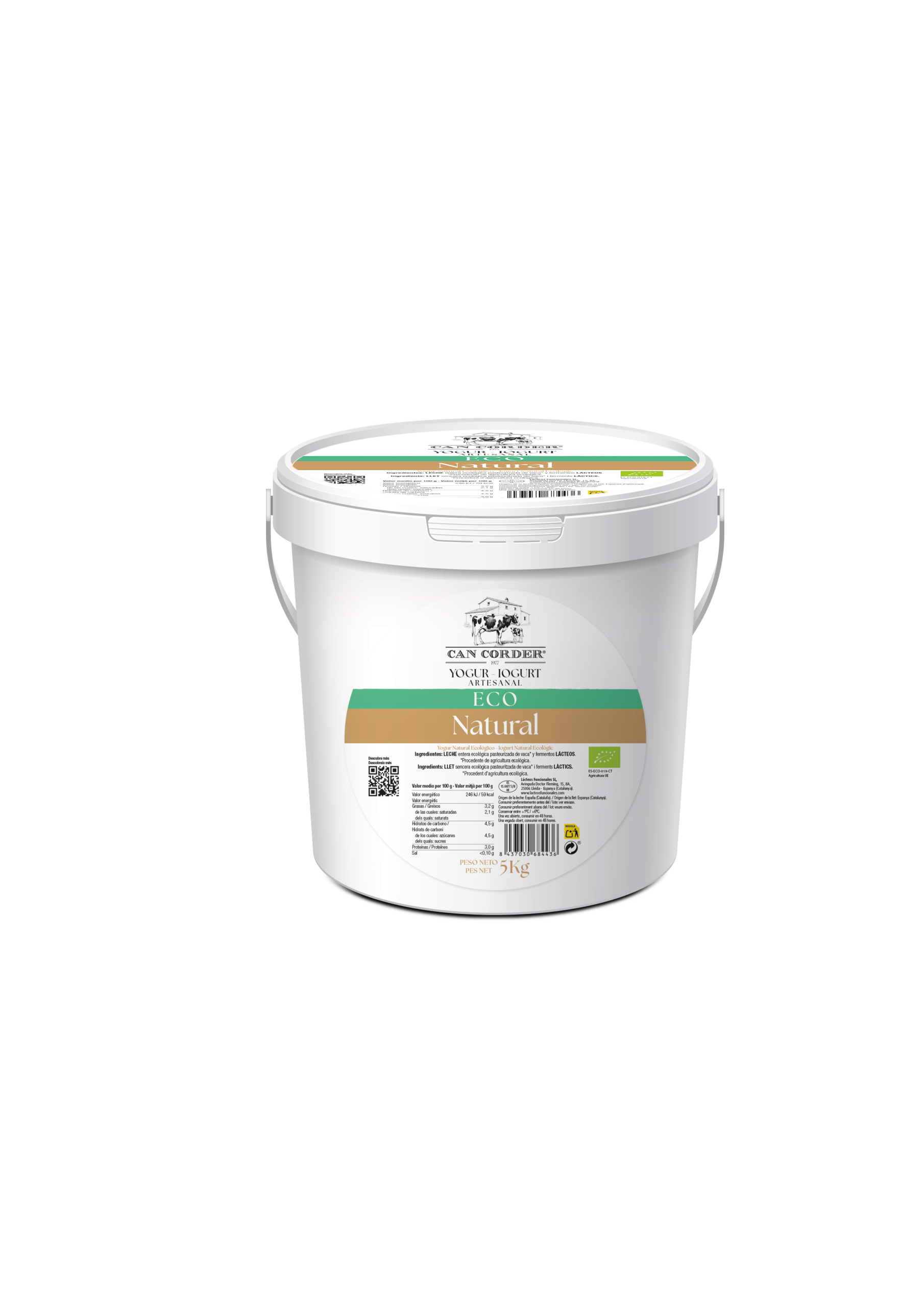 Yogur ecológico Food Service Can Corder en cubo de 5 kg