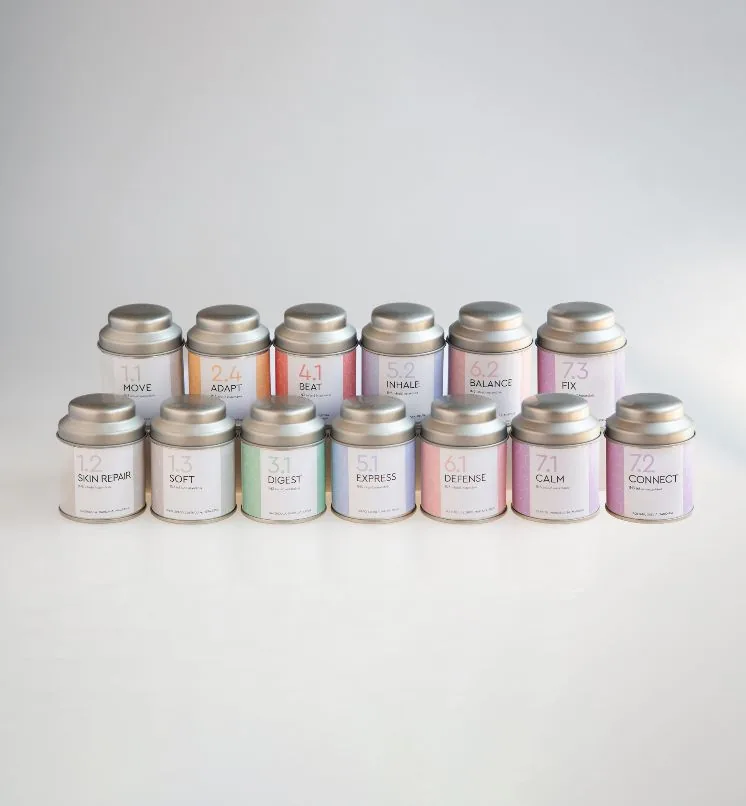 Gama de infusiones instantáneas IN3 de Qiplant B3 en envases metálicos